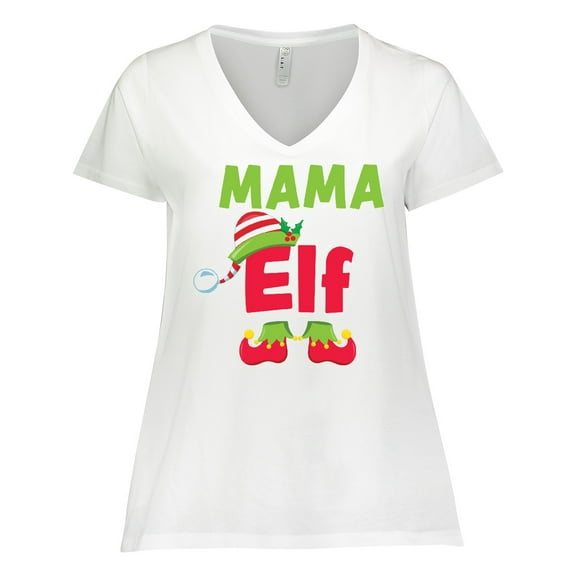 Inktastic Christmas Mama Elf Women's Plus Size V-Neck T-Shirt
