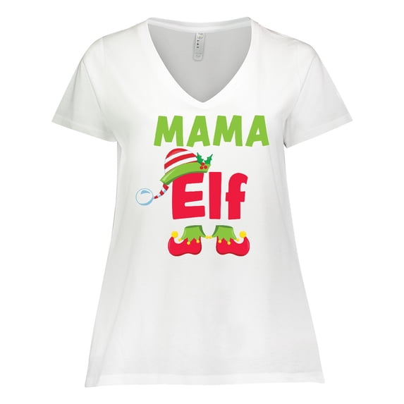 Inktastic Christmas Mama Elf Women's Plus Size V-Neck T-Shirt