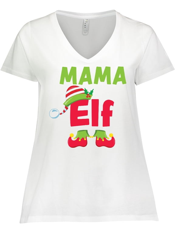 Christmas Mama Elf Women's Plus Size V-Neck T-Shirt