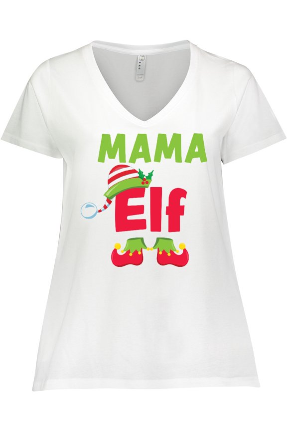 Christmas Mama Elf Women's Plus Size V-Neck T-Shirt