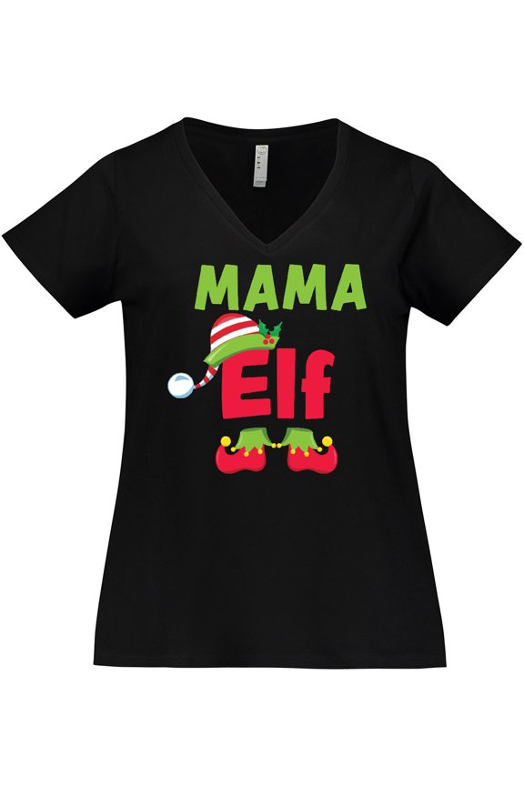 Christmas Mama Elf Women's Plus Size V-Neck T-Shirt