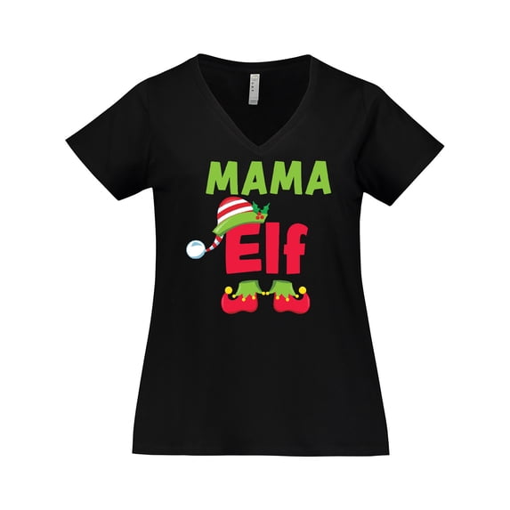 Inktastic Christmas Mama Elf Women's Plus Size V-Neck T-Shirt