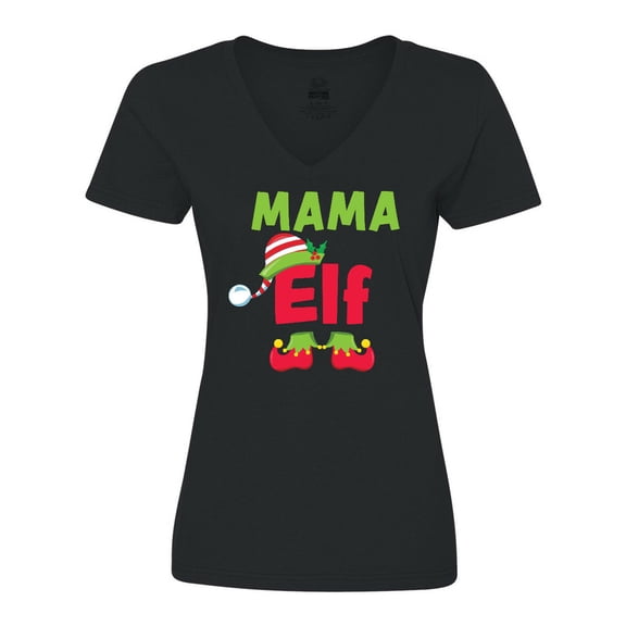 Inktastic Christmas Mama Elf Women's V-Neck T-Shirt
