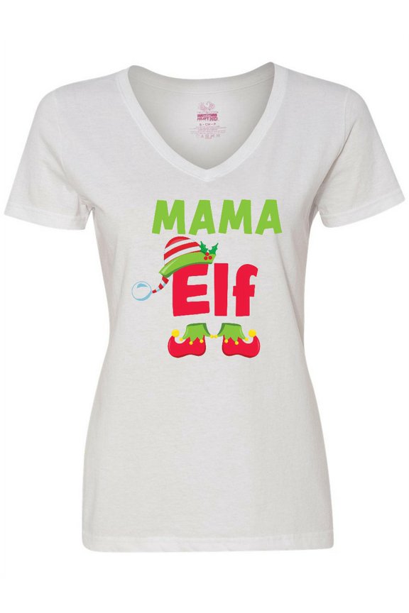 Christmas Mama Elf Women's V-Neck T-Shirt