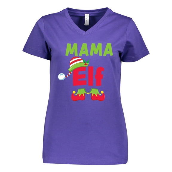 Inktastic Christmas Mama Elf Women's V-Neck T-Shirt