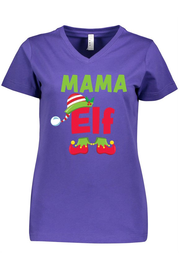 Christmas Mama Elf Women's V-Neck T-Shirt