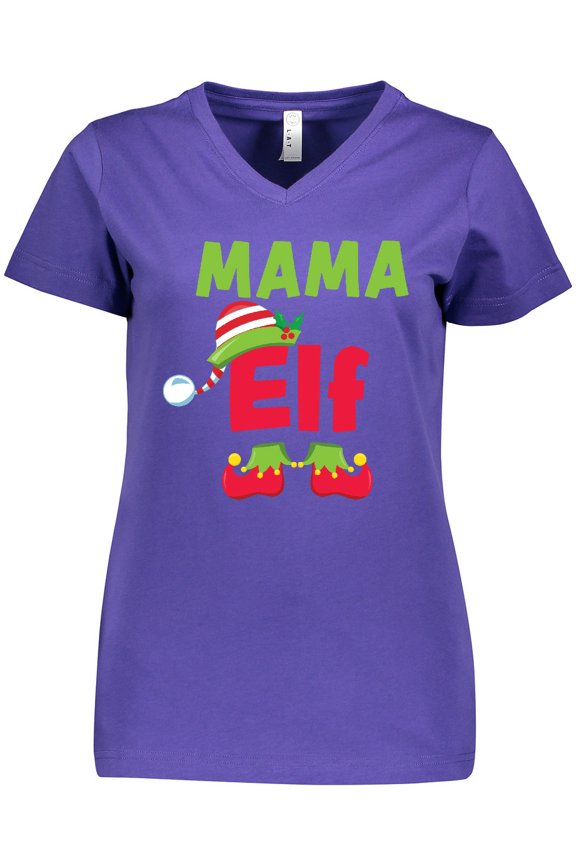 Christmas Mama Elf Women's V-Neck T-Shirt
