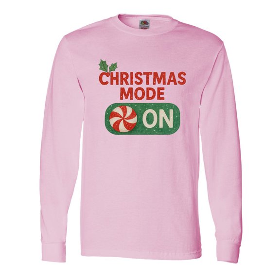 Inktastic Christmas Mode on Peppermint Holiday Long Sleeve T-Shirt