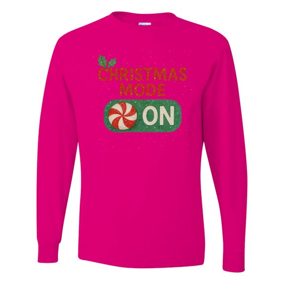 Inktastic Christmas Mode on Peppermint Holiday Long Sleeve T-Shirt