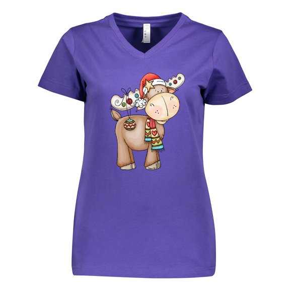 Inktastic Christmas Molly Moose Women's V-Neck T-Shirt