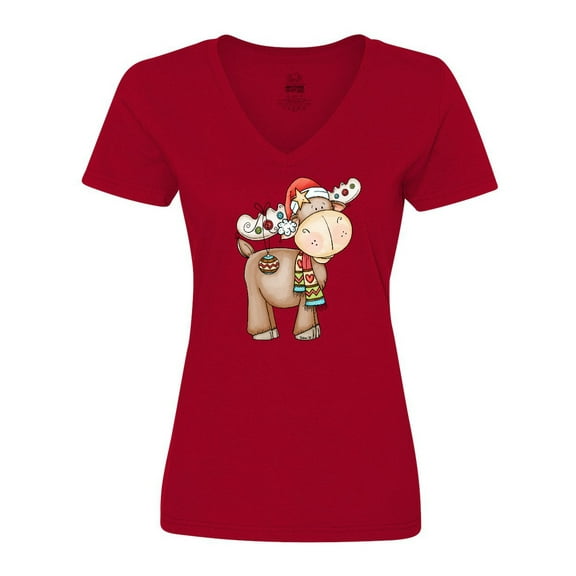 Inktastic Christmas Molly Moose Women's V-Neck T-Shirt