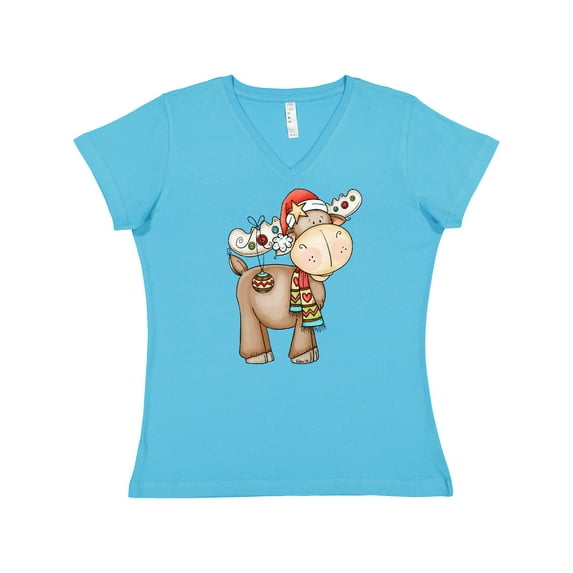 Inktastic Christmas Molly Moose Women's V-Neck T-Shirt