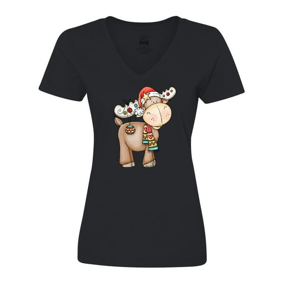 Inktastic Christmas Molly Moose Women's V-Neck T-Shirt