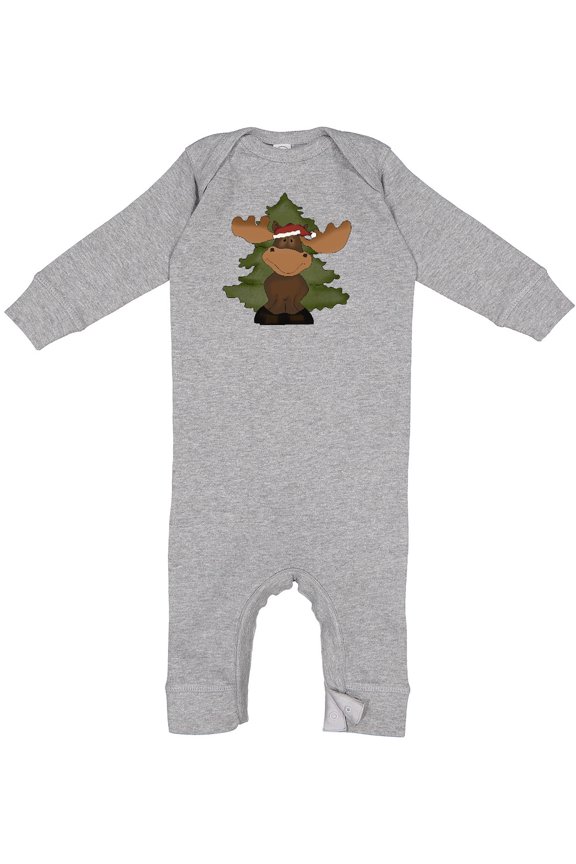 Christmas Moose Tree Baby Romper Coveralls