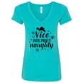 thumbnail image 1 of Inktastic Christmas Nice Until Proven Naughty Women's V-Neck T-Shirt, 1 of 5