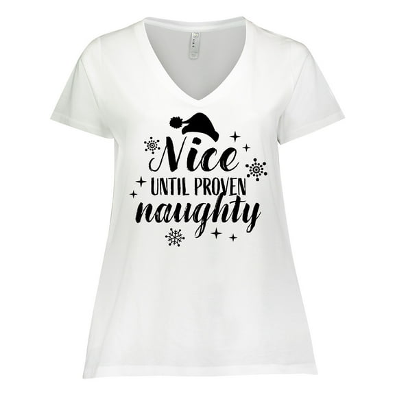 Inktastic Christmas Nice until Proven Naughty Women's Plus Size V-Neck T-Shirt