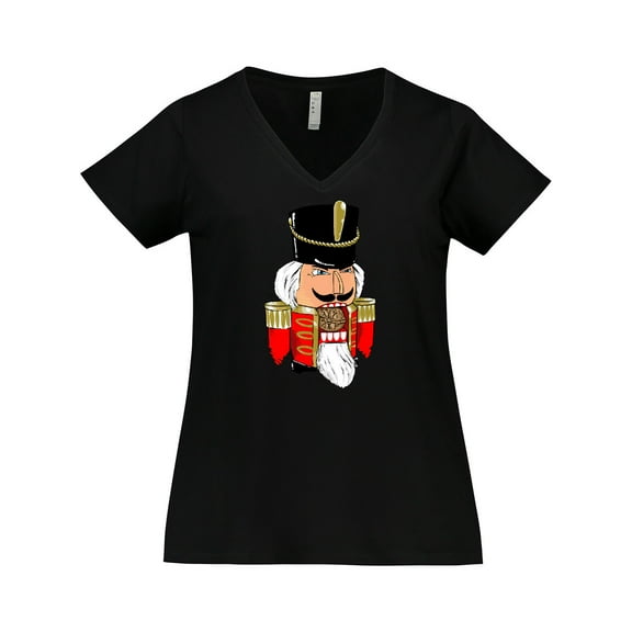 Inktastic Christmas Nutcracker in Red Women's Plus Size V-Neck T-Shirt