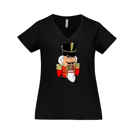 Inktastic Christmas Nutcracker in Red Women's Plus Size V-Neck T-Shirt