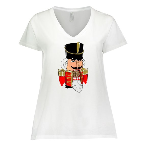 Inktastic Christmas Nutcracker in Red Women's Plus Size V-Neck T-Shirt