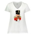 thumbnail image 1 of Inktastic Christmas Nutcracker in Red Women's Plus Size V-Neck T-Shirt, 1 of 5