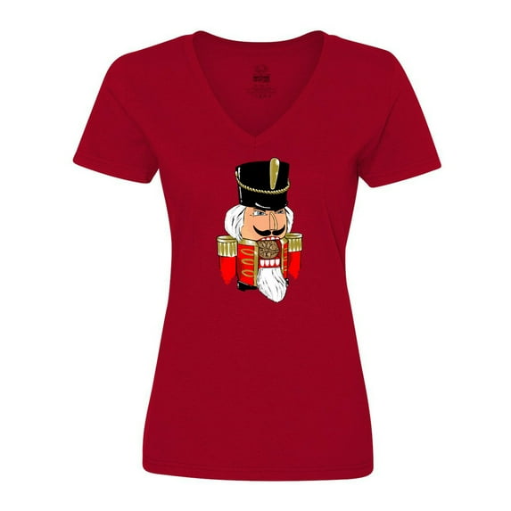 Inktastic Christmas Nutcracker in Red Women's V-Neck T-Shirt
