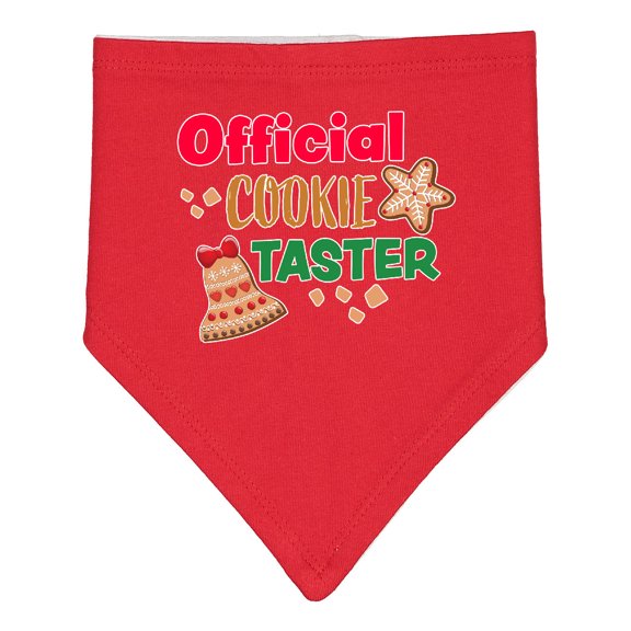 Inktastic Christmas Official Cookie Taster with Bell and Star Cookie Baby Bandana Bib