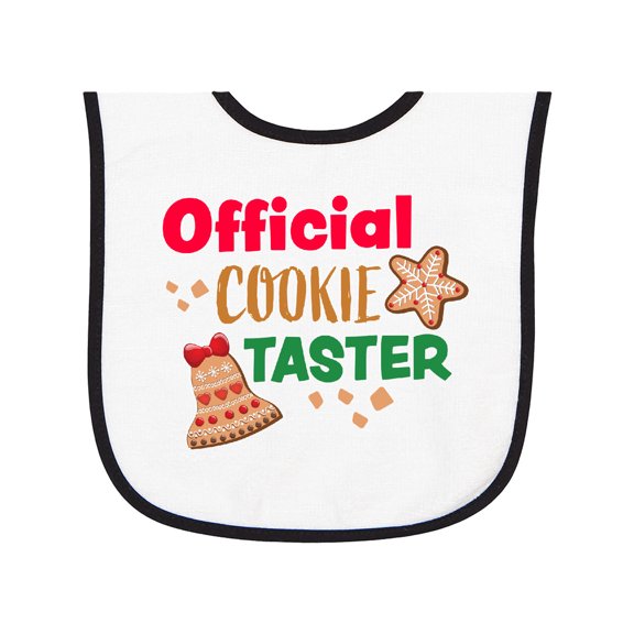 Inktastic Christmas Official Cookie Taster with Bell and Star Cookie Baby Terry Cloth Bib