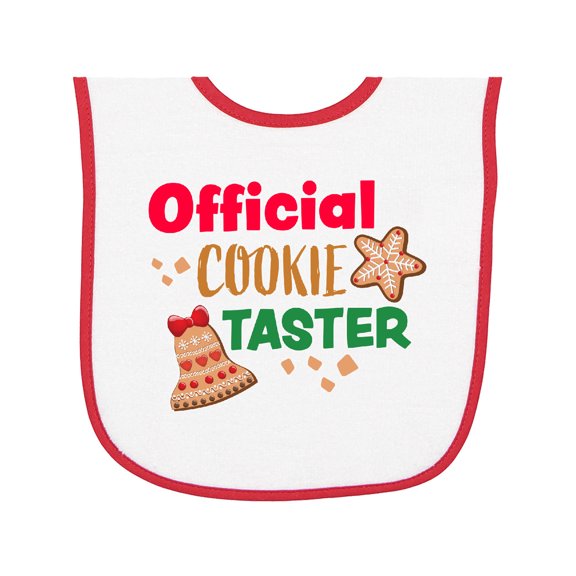 Inktastic Christmas Official Cookie Taster with Bell and Star Cookie Baby Terry Cloth Bib