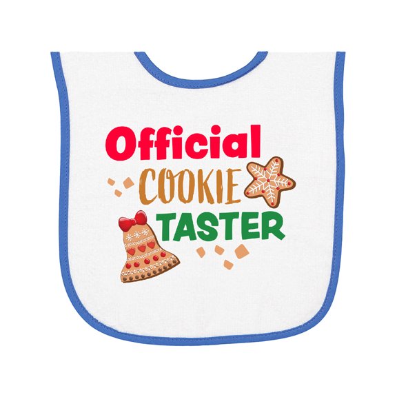 Inktastic Christmas Official Cookie Taster with Bell and Star Cookie Baby Terry Cloth Bib