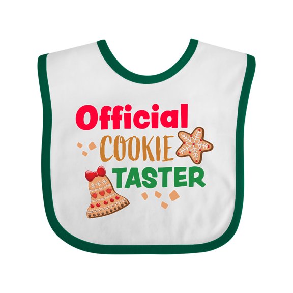 Inktastic Christmas Official Cookie Taster with Bell and Star Cookie Boys or Girls Baby Bib