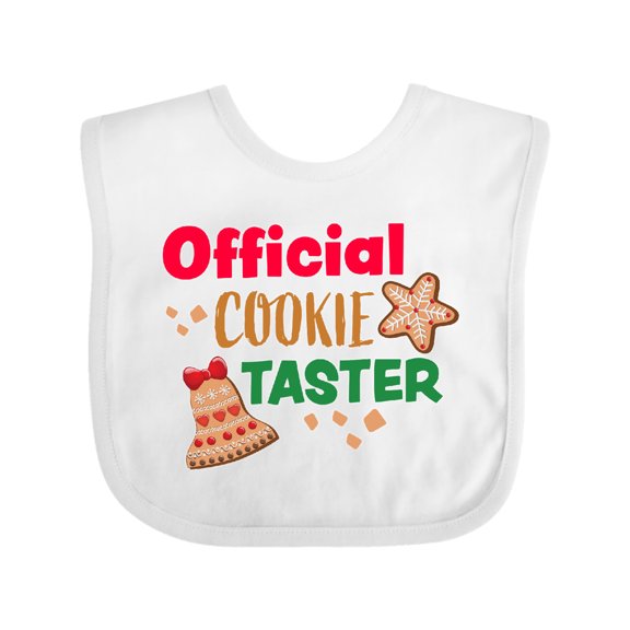 Inktastic Christmas Official Cookie Taster with Bell and Star Cookie Boys or Girls Baby Bib