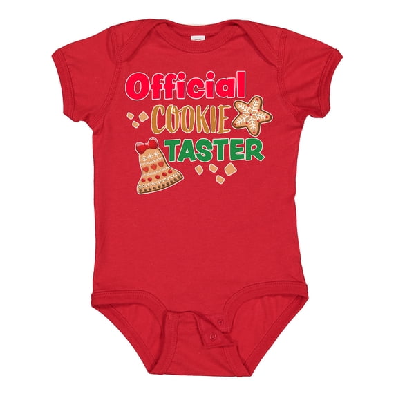 Inktastic Christmas Official Cookie Taster with Bell and Star Cookie Boys or Girls Baby Bodysuit