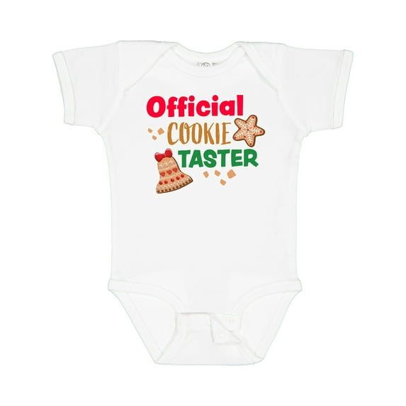 Inktastic Christmas Official Cookie Taster with Bell and Star Cookie Boys or Girls Baby Bodysuit