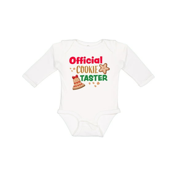 Inktastic Christmas Official Cookie Taster with Bell and Star Cookie Boys or Girls Long Sleeve Baby Bodysuit