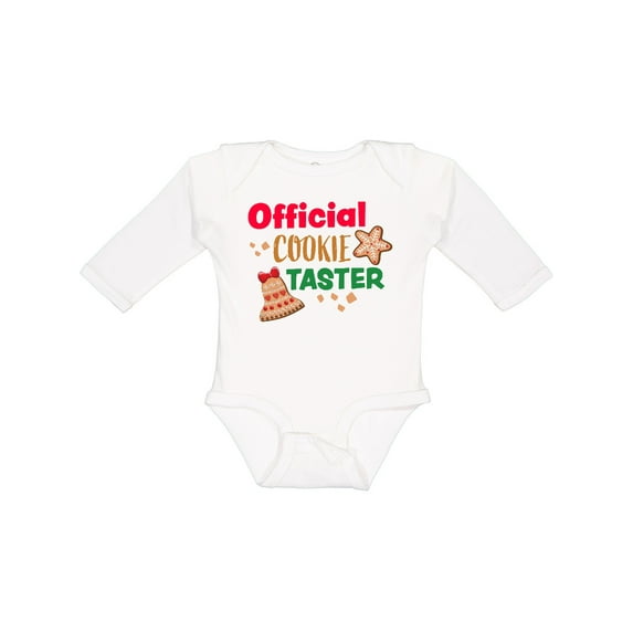 Inktastic Christmas Official Cookie Taster with Bell and Star Cookie Boys or Girls Long Sleeve Baby Bodysuit