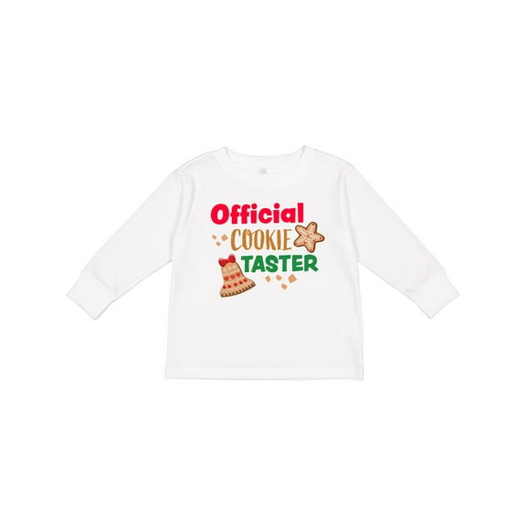 Inktastic Christmas Official Cookie Taster with Bell and Star Cookie Boys or Girls Long Sleeve Toddler T-Shirt