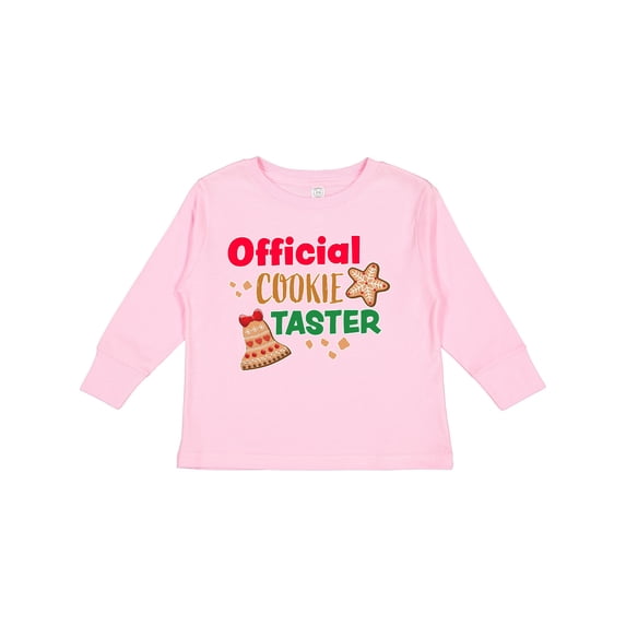 Inktastic Christmas Official Cookie Taster with Bell and Star Cookie Boys or Girls Long Sleeve Toddler T-Shirt