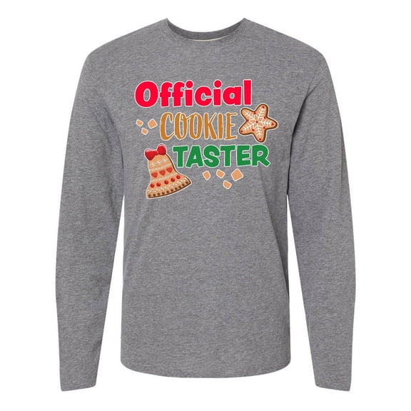 Inktastic Christmas Official Cookie Taster with Bell and Star Cookie Long Sleeve T-Shirt