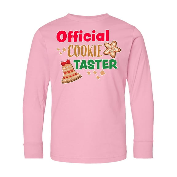 Inktastic Christmas Official Cookie Taster with Bell and Star Cookie Long Sleeve Youth T-Shirt