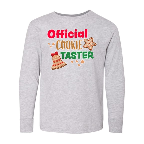 Inktastic Christmas Official Cookie Taster with Bell and Star Cookie Long Sleeve Youth T-Shirt