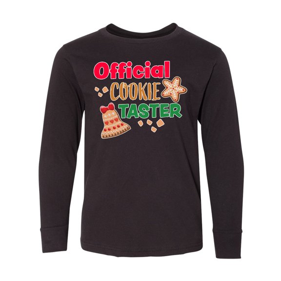 Inktastic Christmas Official Cookie Taster with Bell and Star Cookie Long Sleeve Youth T-Shirt