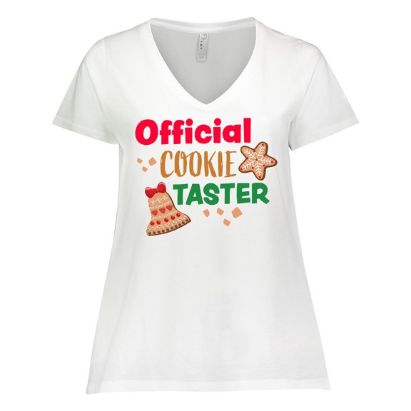 Inktastic Christmas Official Cookie Taster with Bell and Star Cookie Women's Plus Size V-Neck T-Shirt