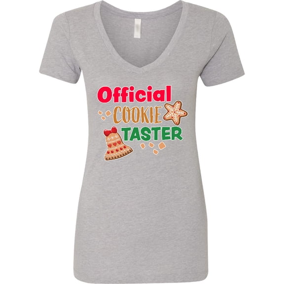 Inktastic Christmas Official Cookie Taster with Bell and Star Cookie Women's V-Neck T-Shirt