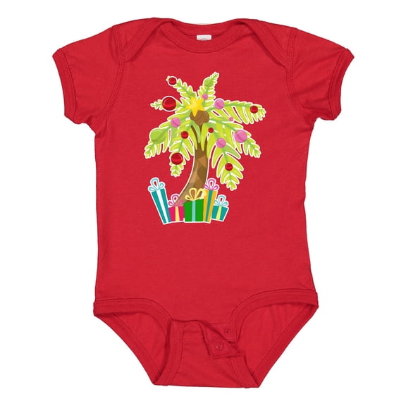 Inktastic Christmas Palm Tree with Presents Boys or Girls Baby Bodysuit