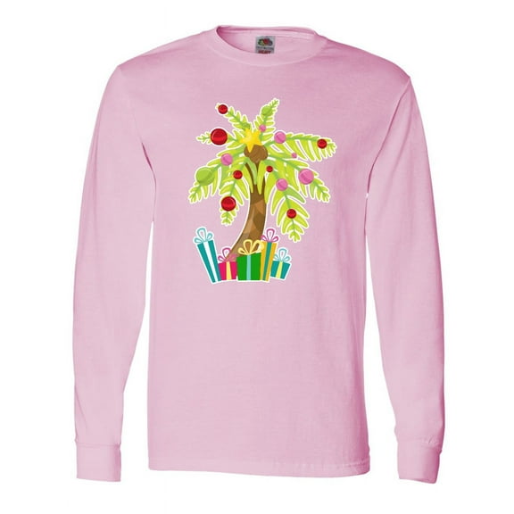 Inktastic Christmas Palm Tree with Presents Long Sleeve T-Shirt