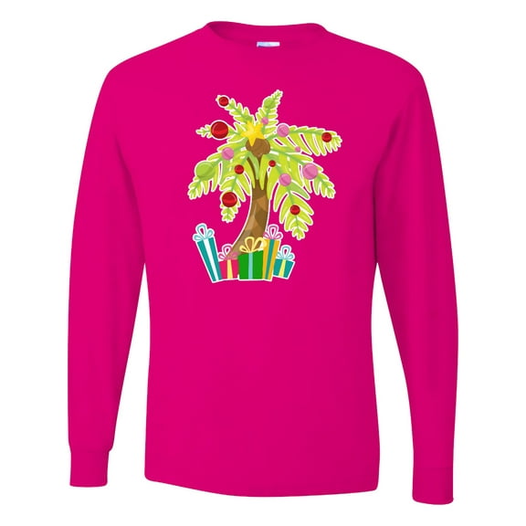Inktastic Christmas Palm Tree with Presents Long Sleeve T-Shirt