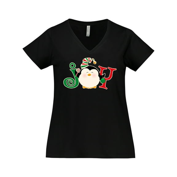 Inktastic Christmas Penguin Joy 2 Women's Plus Size V-Neck T-Shirt