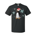 thumbnail image 1 of Inktastic Christmas Penguin in Red Santa Hat with Snowflakes T-Shirt, 1 of 5