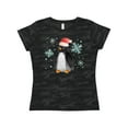 thumbnail image 1 of Inktastic Christmas Penguin in Red Santa Hat with Snowflakes Women's T-Shirt, 1 of 5