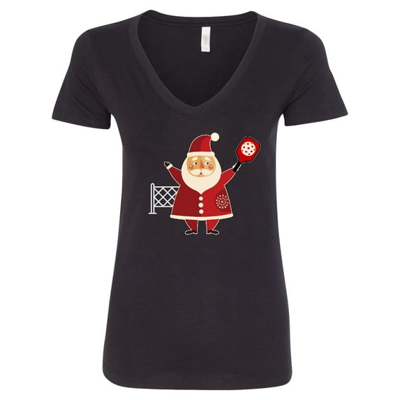 Inktastic Christmas Pickleball Santa Women's V-Neck T-Shirt